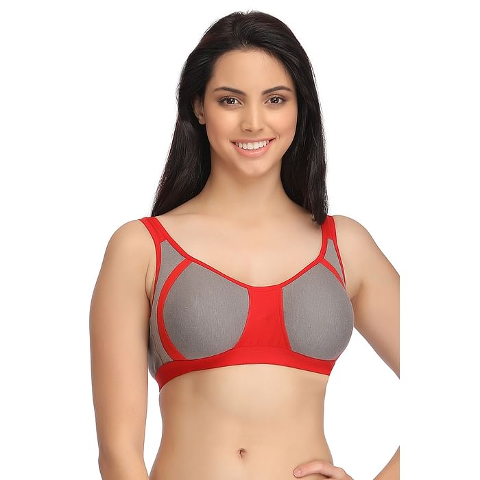 

Clovia Non-Padded Non-Wired Full Coverage Colourblock Bra - Cotton - BR0774P04, Red