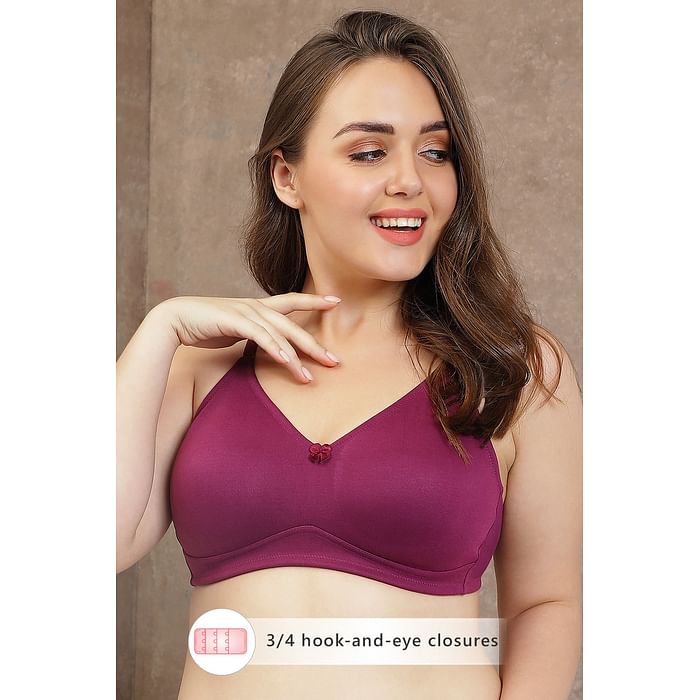 

Clovia Cotton Non-Padded Non-Wired Full Cup T-Shirt Bra - BR0838R15, Purple