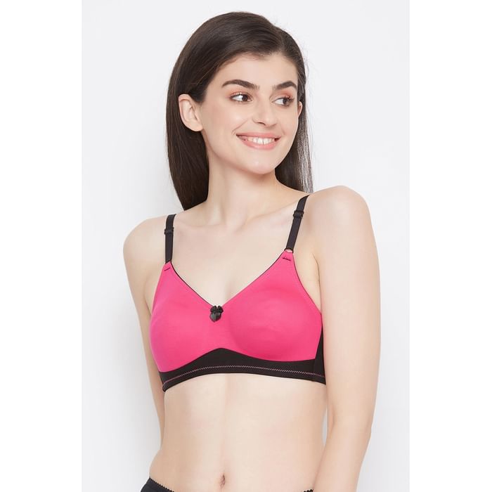 

Clovia Cotton Non-Padded Non-Wired Full Cup T-Shirt Bra - BR0838R14, Pink