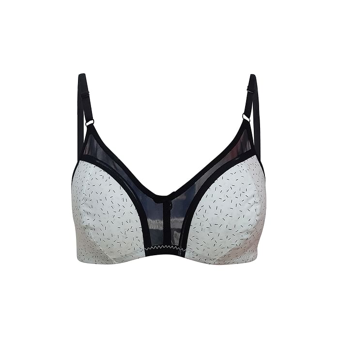 

Clovia Non-Padded Non-Wired Full Coverage Printed Bra - Cotton - BR0933A18, White