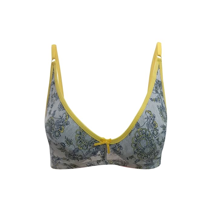 

Clovia Cotton Non-Padded Non-Wired Printed Bra In Grey - BR0922C05, Dark grey