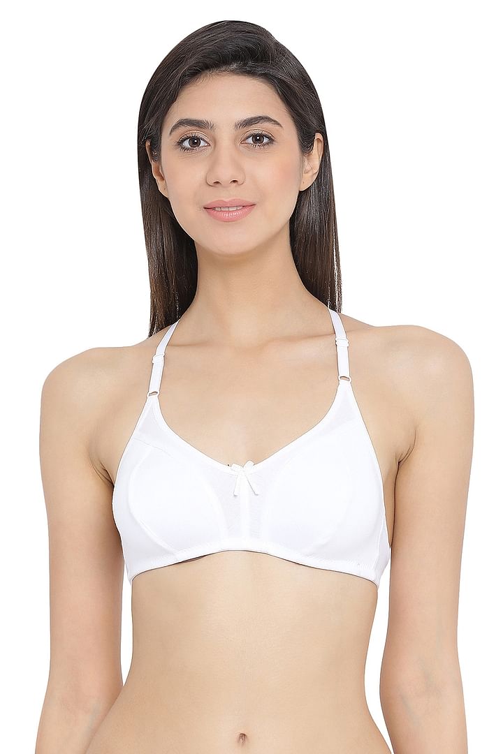 Buy Non-Padded Non-Wired Full Coverage Racerback Bra In White - Cotton  Online India, Best Prices, COD - Clovia - BR1817P18