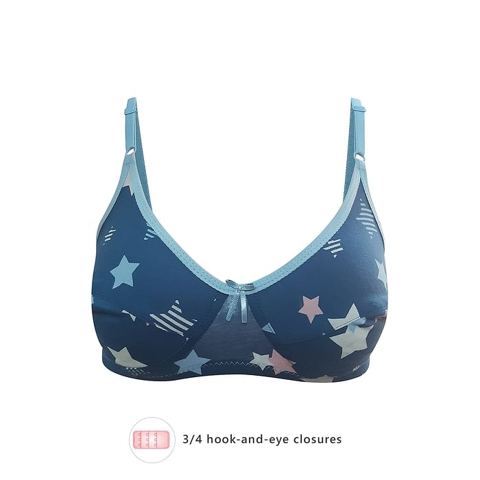 

Clovia Non-Padded Non-Wired Full Coverage Star Print Bra - Cotton - BR0227D08, Navy