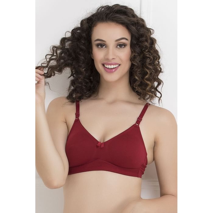 

Clovia Cotton Non-Padded Non-Wired Spacer Cup T-Shirt Bra - BR0838R09, Maroon