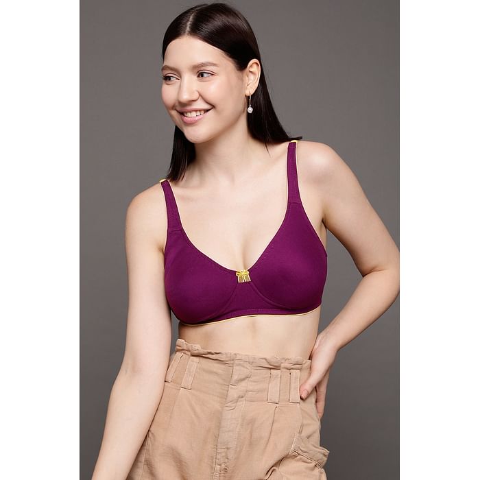 

Clovia Non-Padded Wirefree Demi Cup Bra in Purple - Cotton - BR0584P12, Lavender