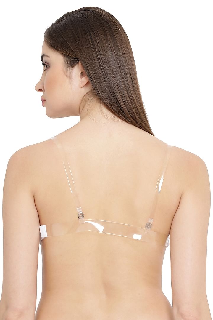 Buy Demi Cup Bra with Transparent Straps & Back In White - Cotton Online  India, Best Prices, COD - Clovia - BR0686P18