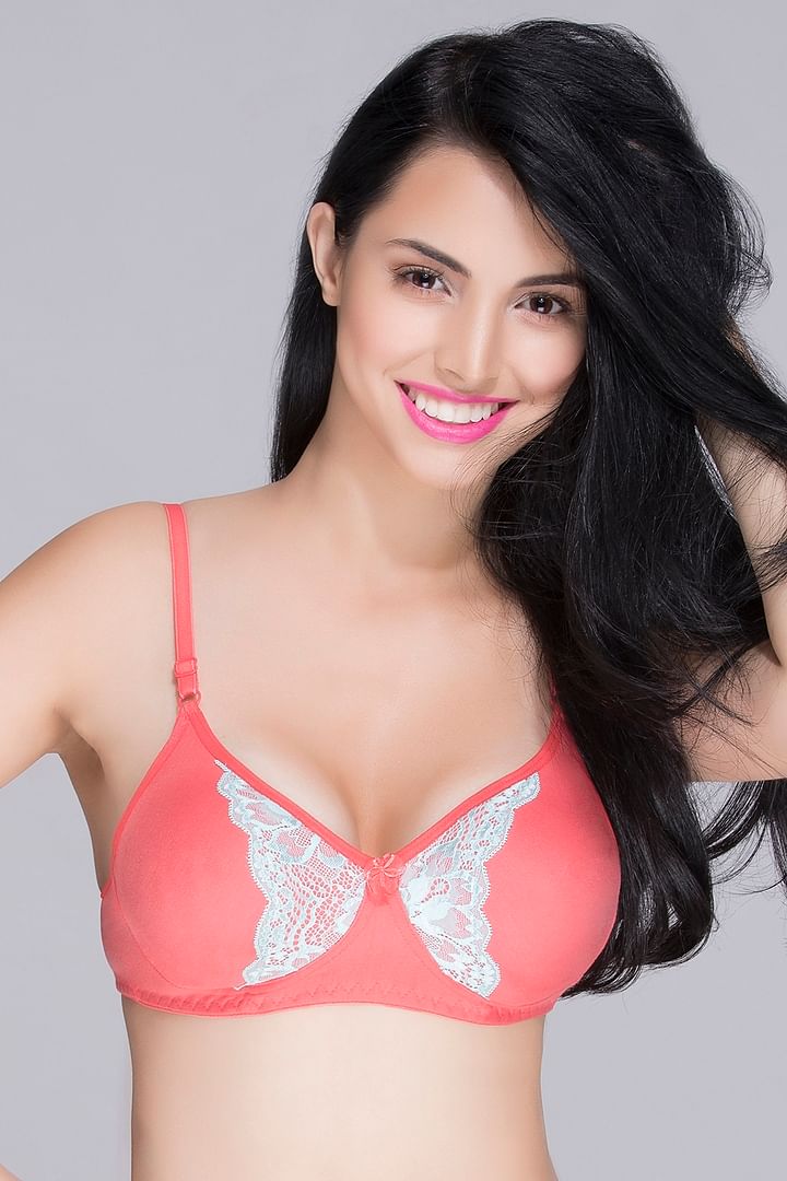 Buy Non-Padded Non-Wired Full Cup Bra in Pink - Cotton Rich Online