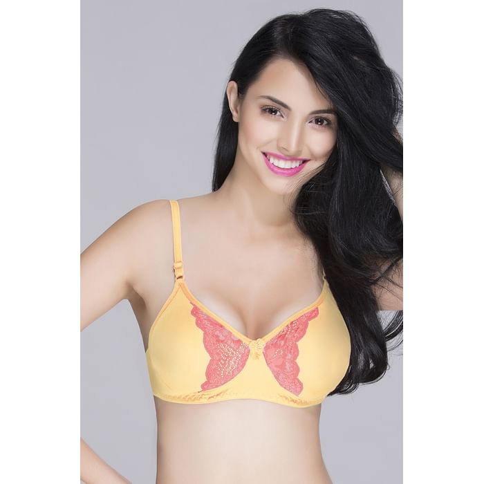 

Clovia Non-Padded Non-Wired Full Cup Bra in Yellow - Cotton Rich - BR0706P02, Light yellow