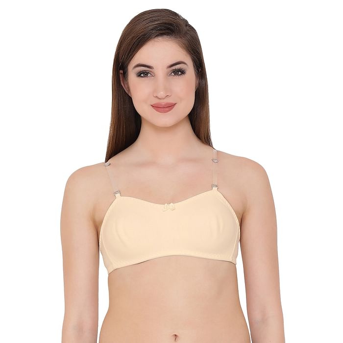 

Clovia Non-Padded Wirefree Full Coverage Strapless Tube Bra With Detachable Transparent Straps in Beige - Cotton - BR0685P24, Nude-colour