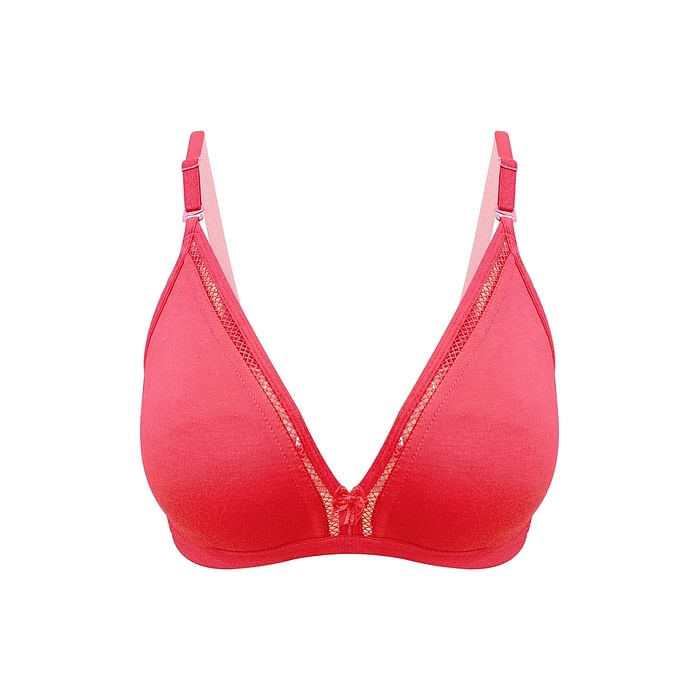 

Clovia Cotton Non-Wired Non-Padded Bra In Pink With Detachable Straps - BR0642P14