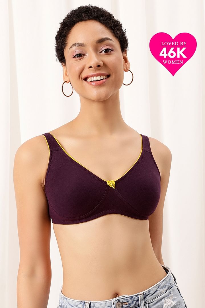 Buy Non-Wired Non-Padded Everyday Bra In Purple With Demi Cups