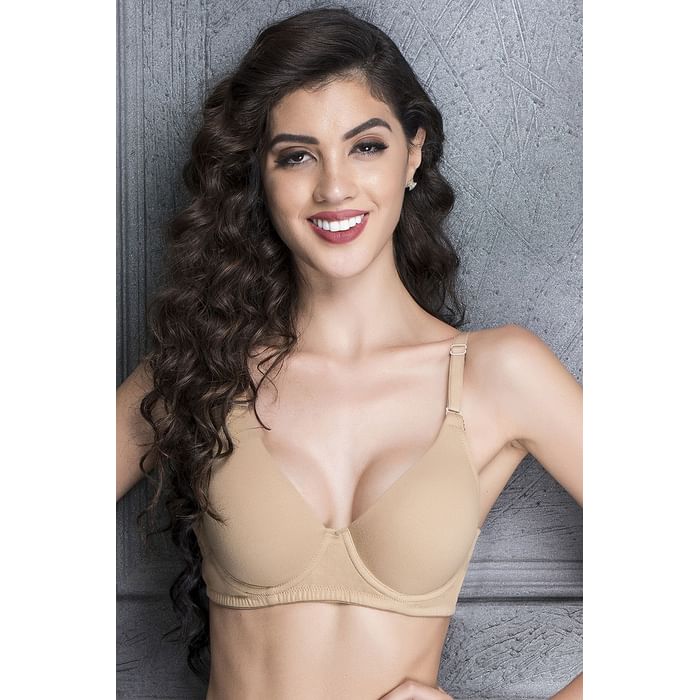 

Clovia Push-Up Underwired Multiway T-shirt Bra in Nude-Colour - Cotton - BR1272R24