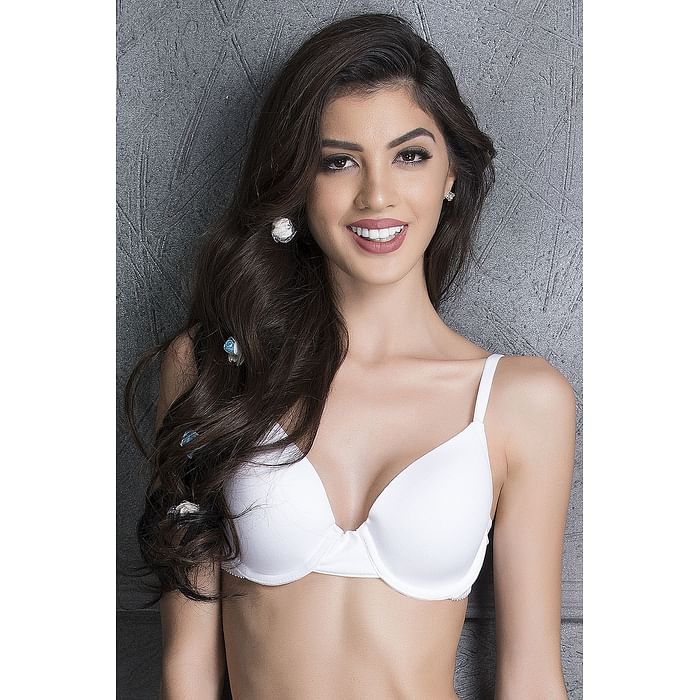 

Clovia Padded Underwired T-Shirt Bra in White - Cotton With Matching PN1675R18 - BR1269R18