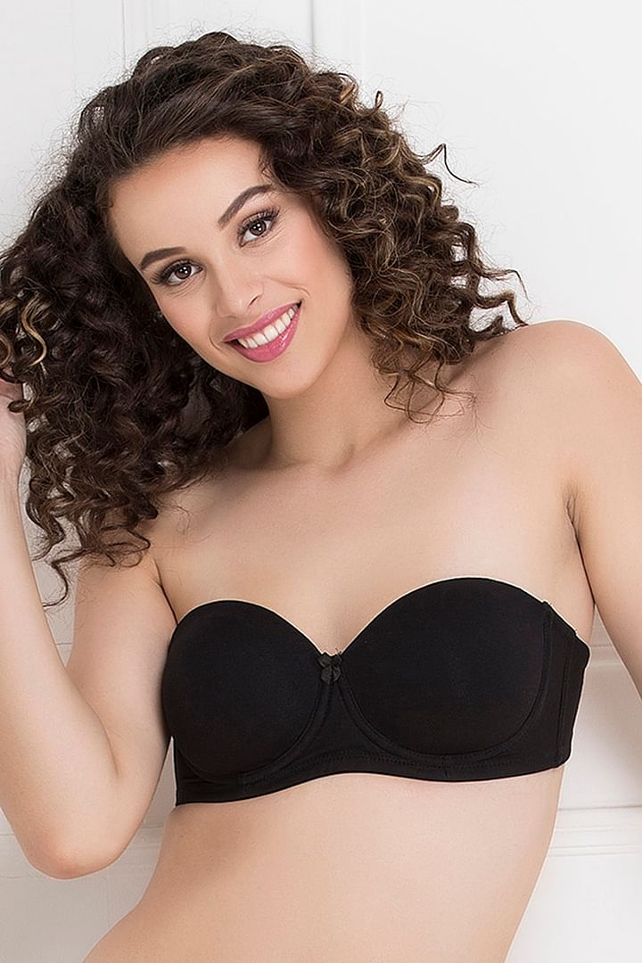 Buy Padded Underwired Full Cup Multiway Strapless T-Shirt Bra in Black -  Cotton Online India, Best Prices, COD - Clovia - BR1368R13