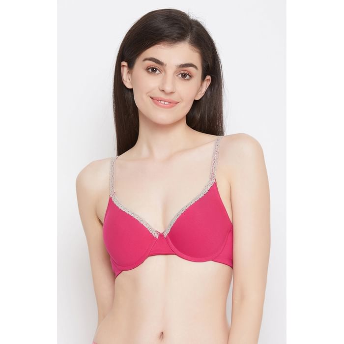 

Clovia Push-up Underwired T-Shirt Bra - Cotton - BR1513P14, Pink