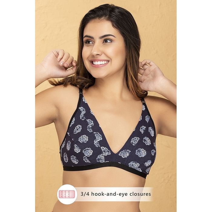 Clovia Cotton Rich Floral Print Non-Padded Non-Wired Bra – BR1595Y08