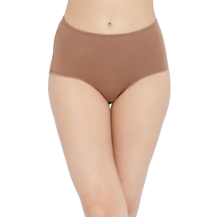 

Clovia Cotton High Waist Hipster Panty In Brown - PN2303A24, Nude-colour