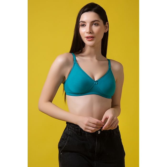 

Clovia Non-Padded Non-Wired Full Coverage Spacer Cup Multiway T-shirt Bra in Sky Blue - Cotton Rich - BR1662P03, Light blue