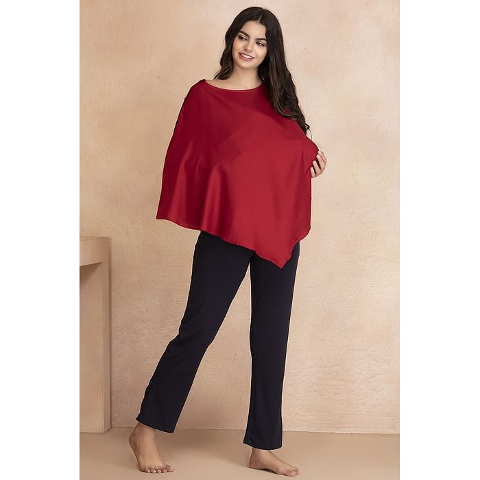 

Clovia Cotton Rich Maternity Kaftan In Red - NS1204P09, Maroon