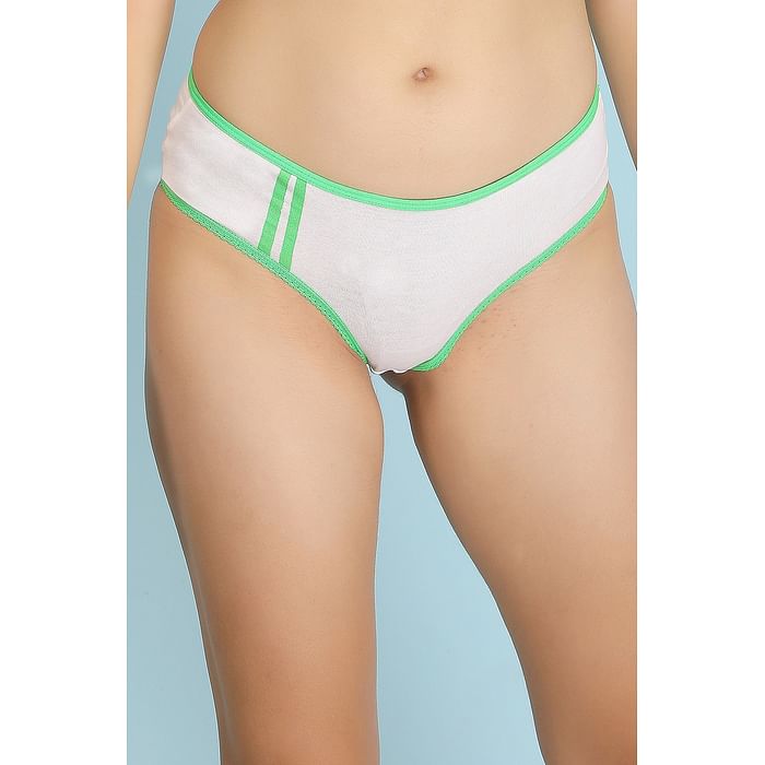 

Clovia Cotton Mid Waist Teen Bikini Panty In White - PB0021P18