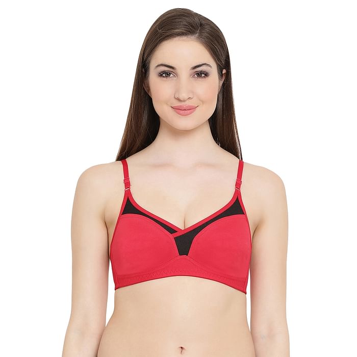 

Clovia Non-Padded Non-Wired Full Coverage T-Shirt Bra in Red - Cotton Rich - BR0771P04