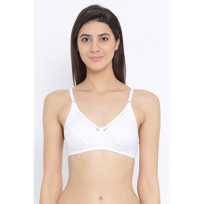 

Clovia Non-Padded Non-Wired Full Coverage Bra In White - Cotton Rich - BR0469P18