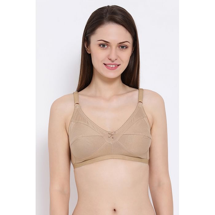 

Clovia Non-Padded Non-Wired Full Coverage Bra In Beige - Cotton Rich - BR0185M24, Nude-colour
