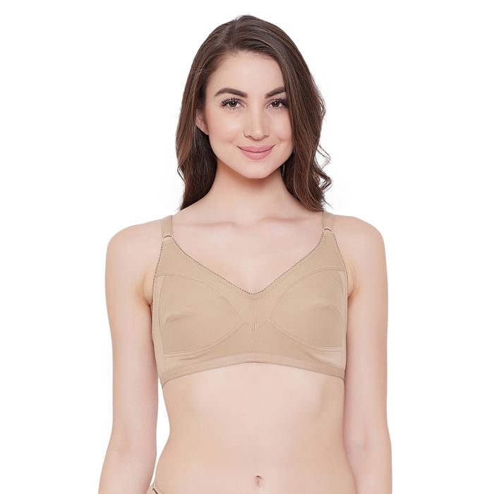 

Clovia Non-Padded Non-Wired Full Figure Bra in White - Cotton Rich - BR0185G24, Nude-colour