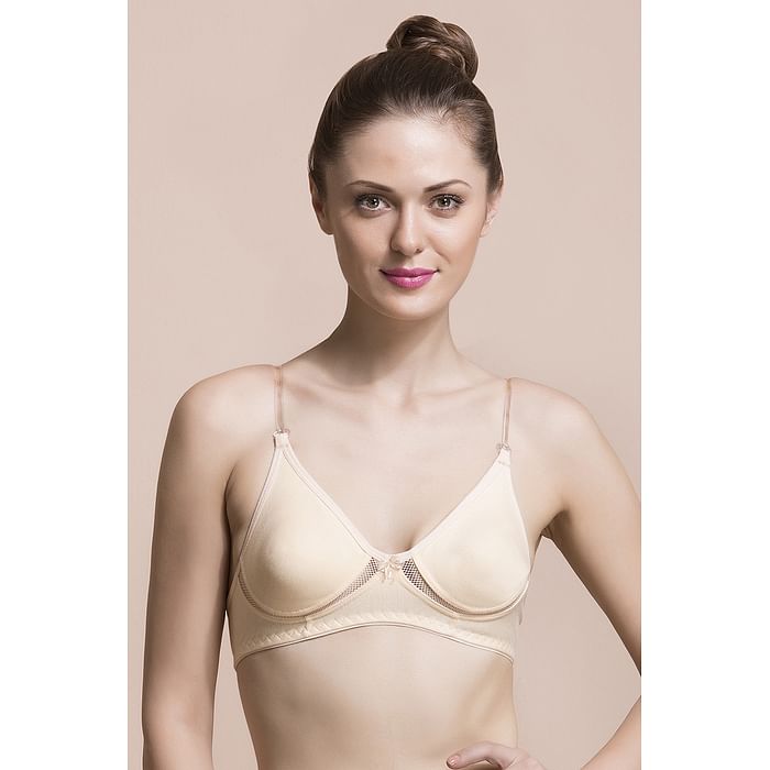 

Clovia Cotton Rich Non-Padded Non-Wired Bra with Detachable Straps - Beige - BR0762P24, Nude-colour