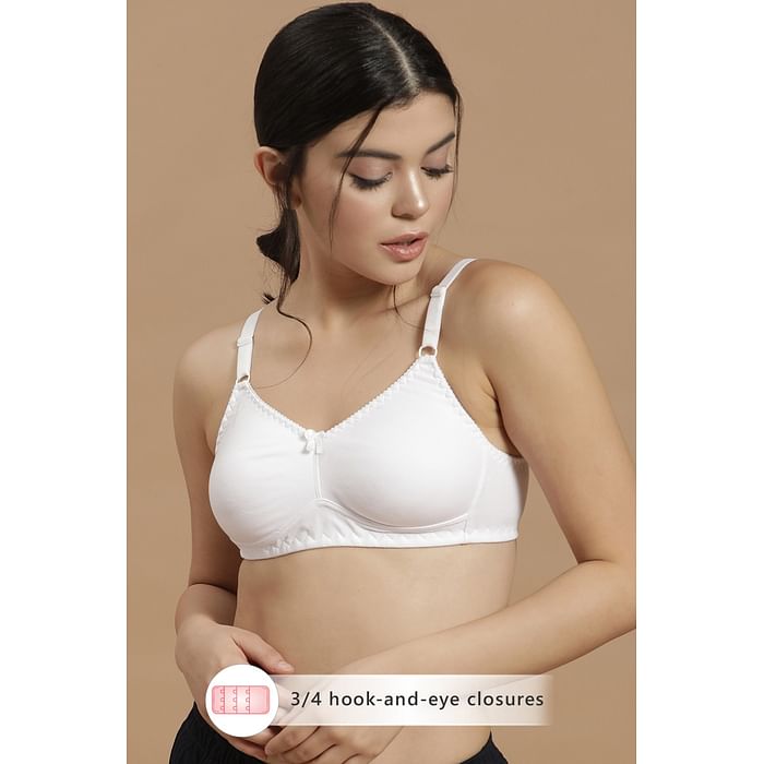 

Clovia Cotton Rich Non-Padded Non-Wired Full Cup Bra - BR1671B18, White