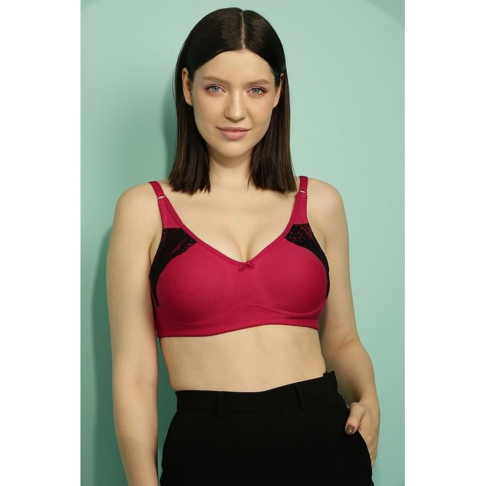 

Clovia Cotton Rich Non-Padded Non-Wired Full Cup Bra - BR0763P14, Pink