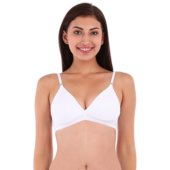 

Clovia Cotton Rich Non-Padded Non-Wired Plunge T-Shirt Bra In White - BR0236P18