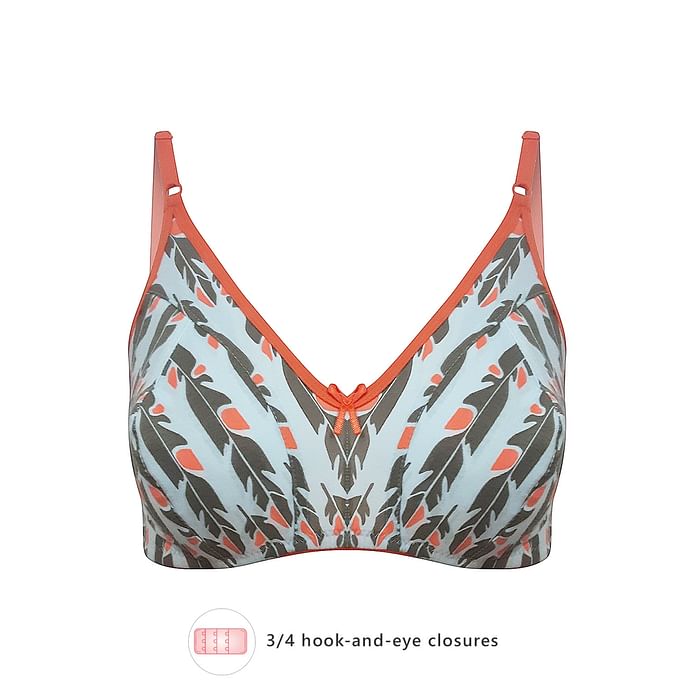 

Clovia Cotton Rich Non-Padded Non-Wired Printed Bra In White - BR0922A03, Light blue