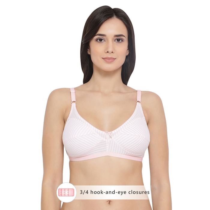 

Clovia Non-Padded Non-Wired Full Coverage Striped Bra - Cotton Rich - BR0185P16, Orange