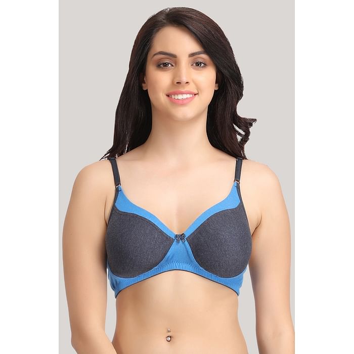 

Clovia Non-Padded Non-Wired Full Coverage T-shirt Bra in Dark Grey - Cotton Rich - BR0827P05