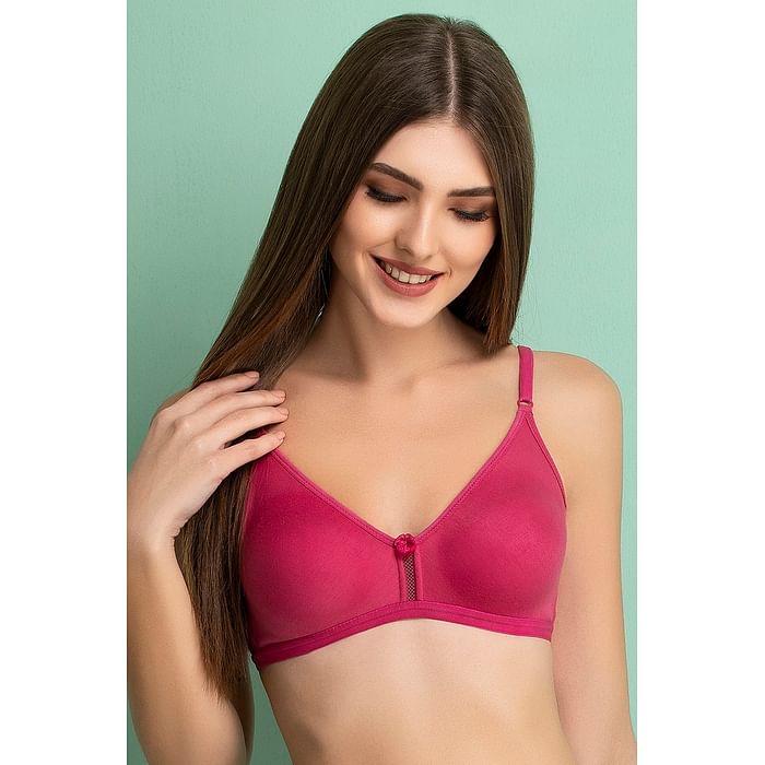 Clovia - Clovia Smoothie Non-Padded Non-Wired Full Coverage Bra in Pink – Cotton Rich – BR0638A22