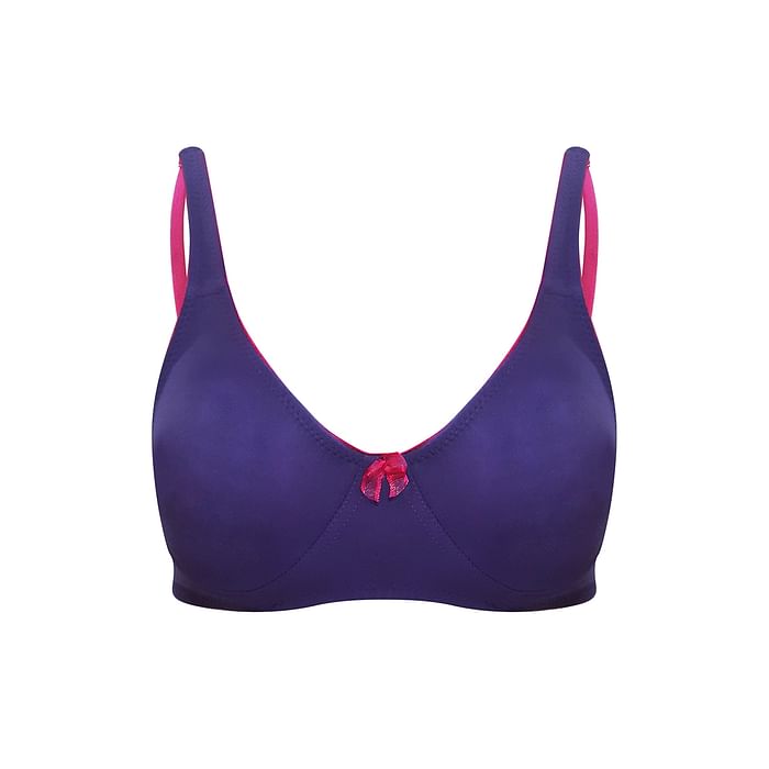 Clovia Non-Padded Non-Wired T-shirt Bra in Purple – Cotton Rich – BR0584A12