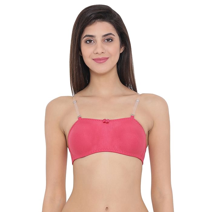 

Clovia Non-Padded Non-Wired Full Coverage T-Shirt Tube Bra with Detachable Straps In Pink - Cotton Rich - BR0685P14