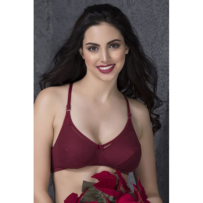 

Clovia Non-Padded Non-Wired Bra In Maroon With Full Cups - BR0469P09