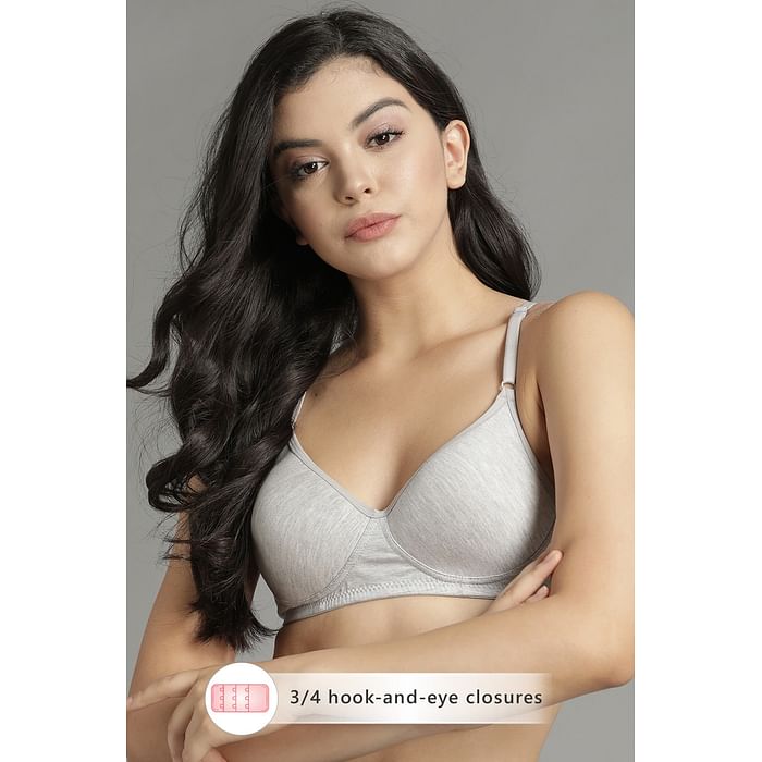 

Clovia Padded Non-Wired Full Cup T-shirt Bra in Dark Grey- Cotton Rich - BR1580R05
