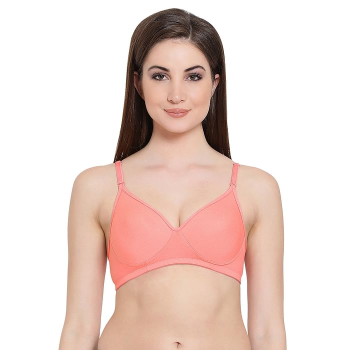 

Clovia Padded Non-Wired Full Cup T-shirt Bra in Peach- Cotton Rich - BR1580R22, Light pink