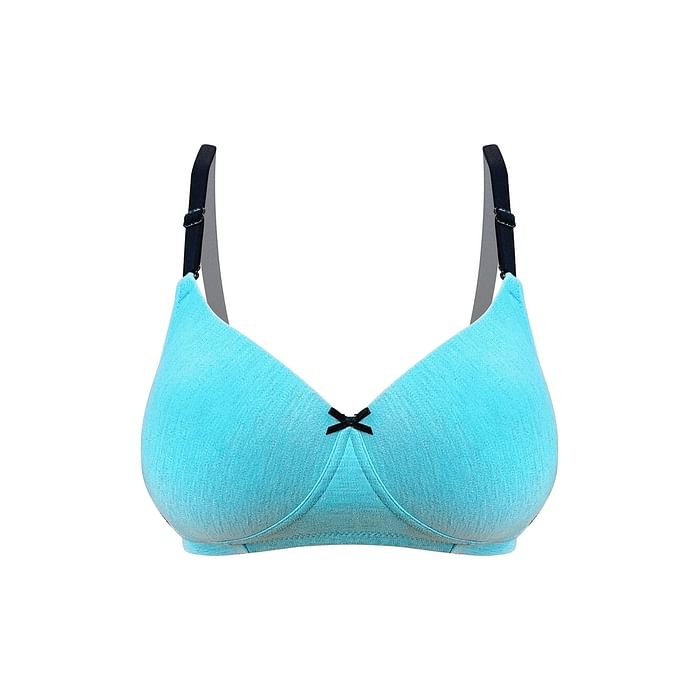 

Clovia Level 1 Push-Up Non-Wired Demi Cup Multiway Bra in Blue Melange - Cotton Rich - BR1394P03, Light blue