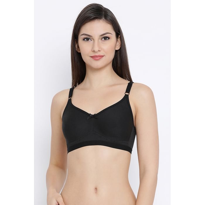 

Clovia Non-Padded Non-Wired Full Coverage Spacer Cup T-shirt Bra in Black - Cotton Rich - BR1664B13