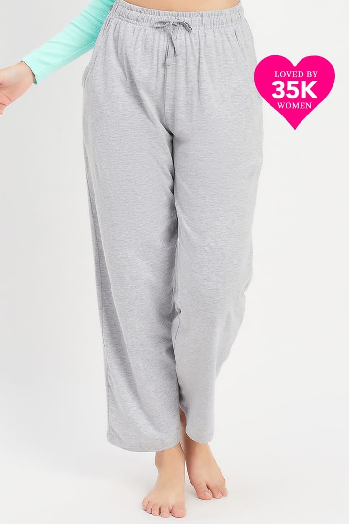 Buy Pyjama with Elastic Waistband in Grey Cotton Rich Online