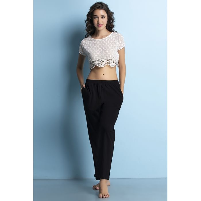 

Clovia Chic Basic Pyjama in Black - Cotton Rich - LB0173R13