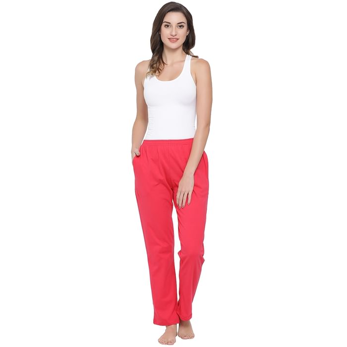 

Clovia Pyjama with Elastic Waistband in Pink - Cotton Rich - LB0173P14