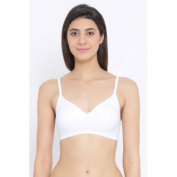 

Clovia Non-Padded Non-Wired Full Coverage Spacer Cup Multiway T-shirt Bra in White - Cotton Rich - BR1834P18