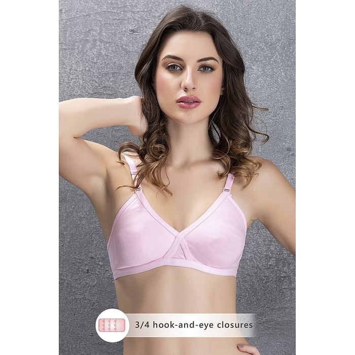 

Clovia Full Coverage T shirt Bra Cross-Over Moulded Cups In Baby Pink - Cotton Rich - BR0242P62