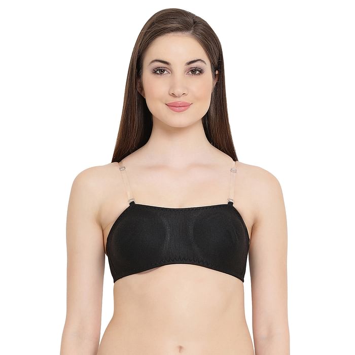 

Clovia Tube Bra With Detachable Transparent Straps In Black - Cotton Rich - BR0377P13