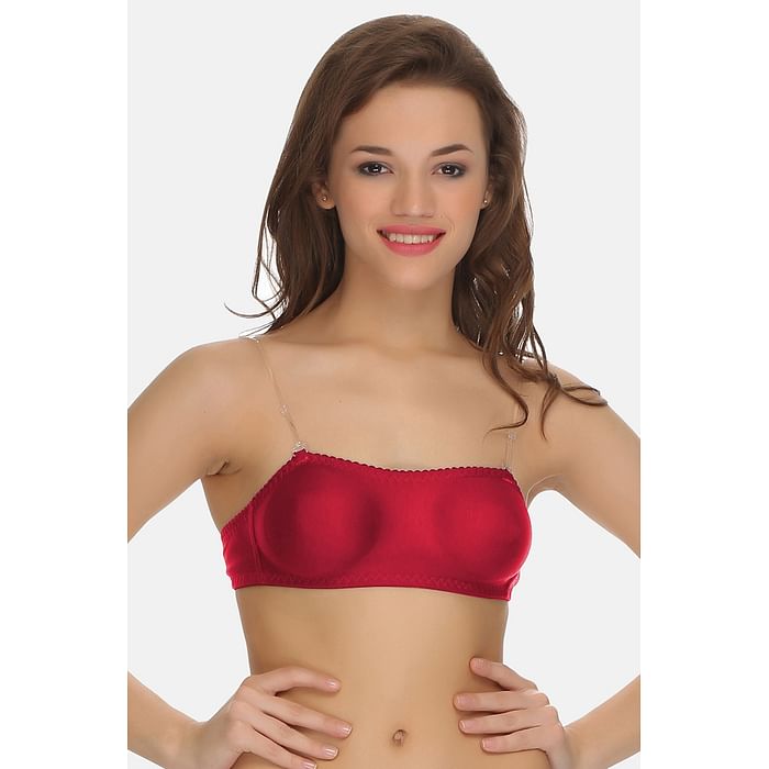 

Clovia Strapless Tube Bra With Detachable Transparent Straps - Cotton Rich - BR0377P14, Pink